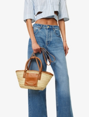 JACQUEMUS: Le Petit Panier natural palm tote bag