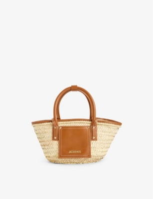 JACQUEMUS: Le Petit Panier natural palm tote bag
