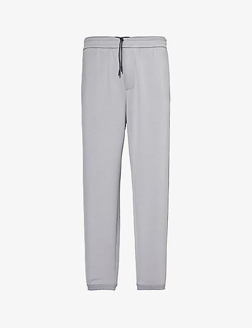 EMPORIO ARMANI: Logo-patch relaxed-fit stretch-woven blend jogging bottoms