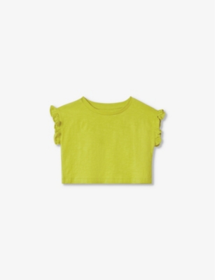 Reiss Girls Lime Kids Saskita Cropped Cotton T-shirt 4-9 Years
