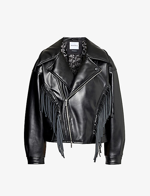HOUSE OF SUNNY: Athena relaxed-fit faux-leather jacket