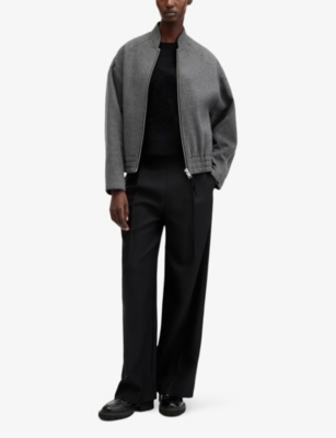Hackney relaxed-fit elasticated-hem wool-blend bomber jacket