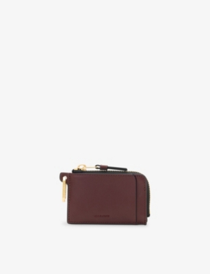 Allsaints Womens Dark Red Remy Logo-debossed Square Leather Wallet