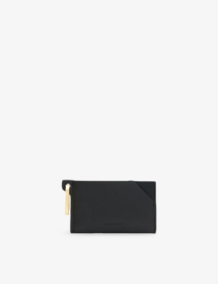 Allsaints Womens Black Hex Leather Card Holder
