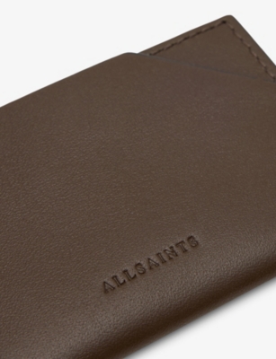 Allsaints Womens Fango Brown Hex Leather Card Holder