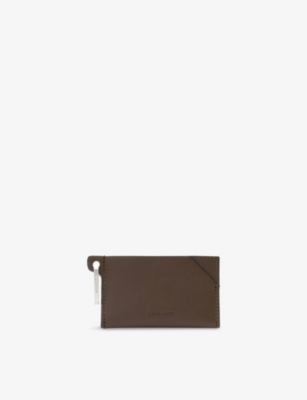 Allsaints Womens Fango Brown Hex Leather Card Holder