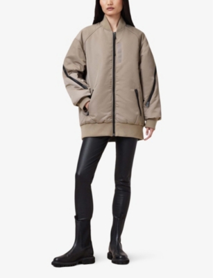 Shazna stand-collar oversized-fit shell jacket