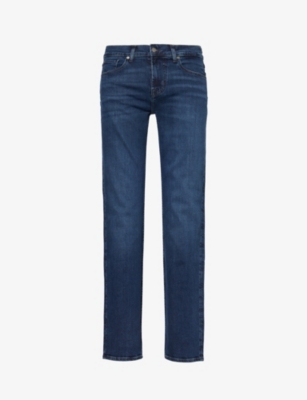Shop 7 For All Mankind Men's Dark Blue Standard Stretch Tek Straight-leg Stretch-denim Jeans