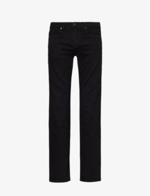 Shop 7 For All Mankind Men's Black Standard Luxe Performance Regular-fit Straight-leg Stretch-denim Jeans
