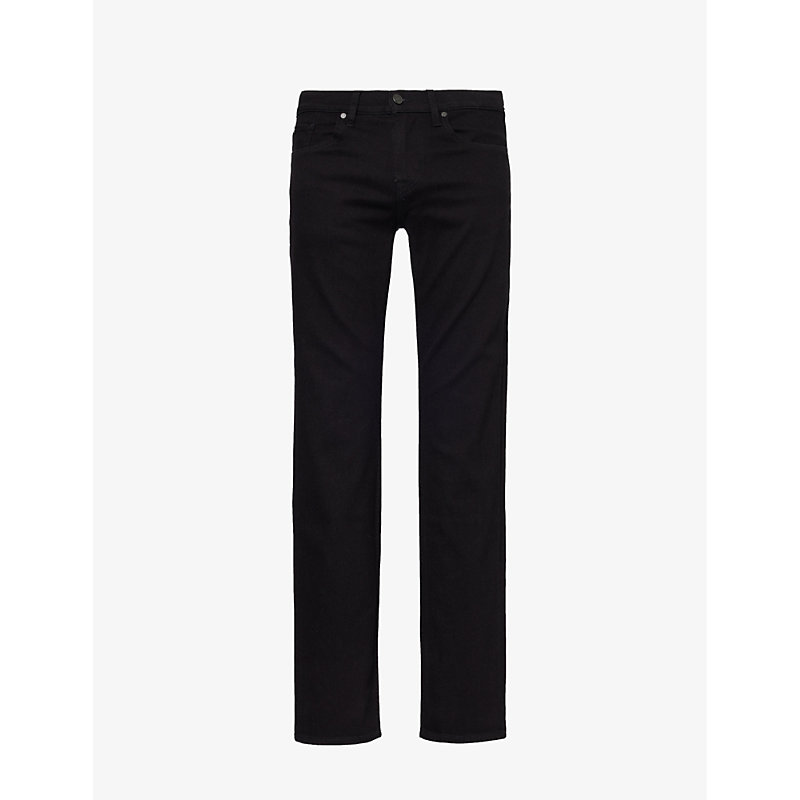 Shop 7 For All Mankind Standard Luxe Performance Regular-fit Straight-leg Stretch-denim Jeans In Black