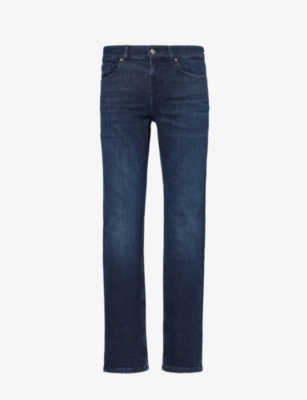 Shop 7 For All Mankind Men's Dark Blue Slimmy Stretch Tek Straight-leg Stretch-denim Jeans