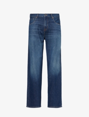 Shop 7 For All Mankind Ryan Threadlike Straight-leg Stretch-denim Jeans In Dark Blue