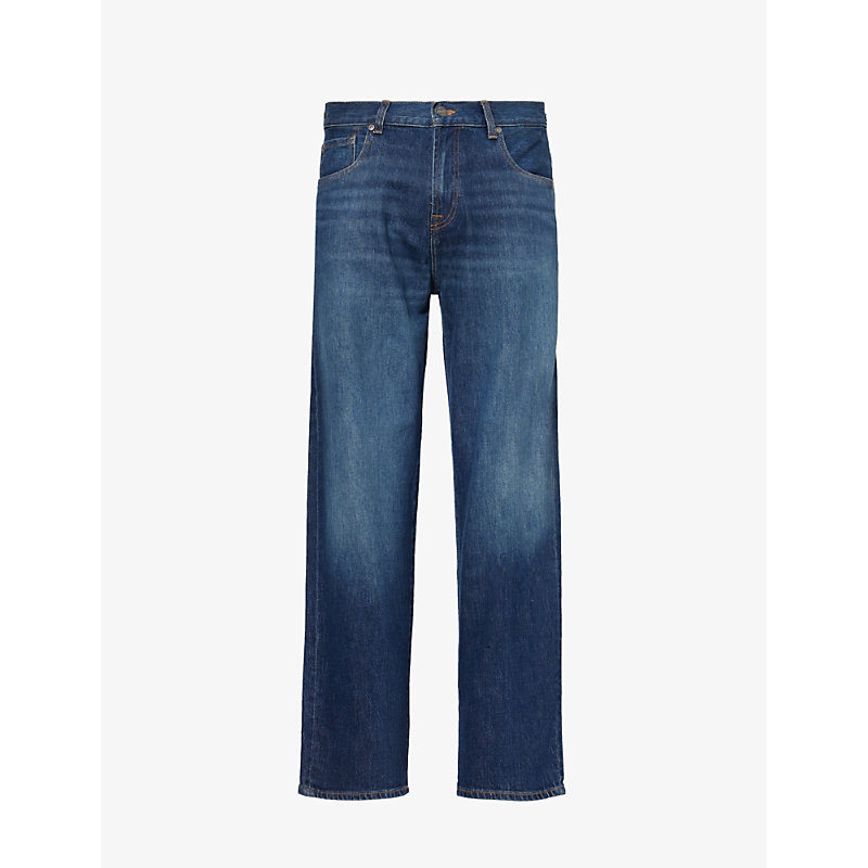 Shop 7 For All Mankind Men's Dark Blue Ryan Threadlike Straight-leg Stretch-denim Jeans