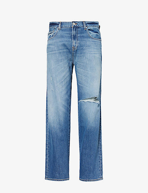 7 FOR ALL MANKIND: Ryan Exclusive distressed straight-leg stretch-denim jeans