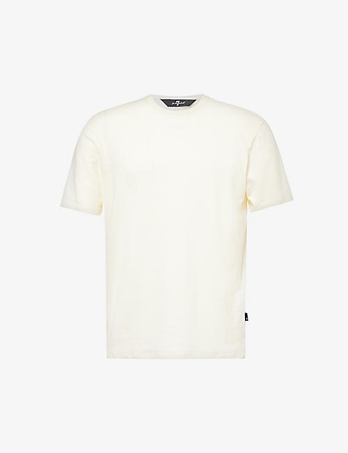 7 FOR ALL MANKIND: Branded-patch short-sleeved stretch-linen jersey T-shirt