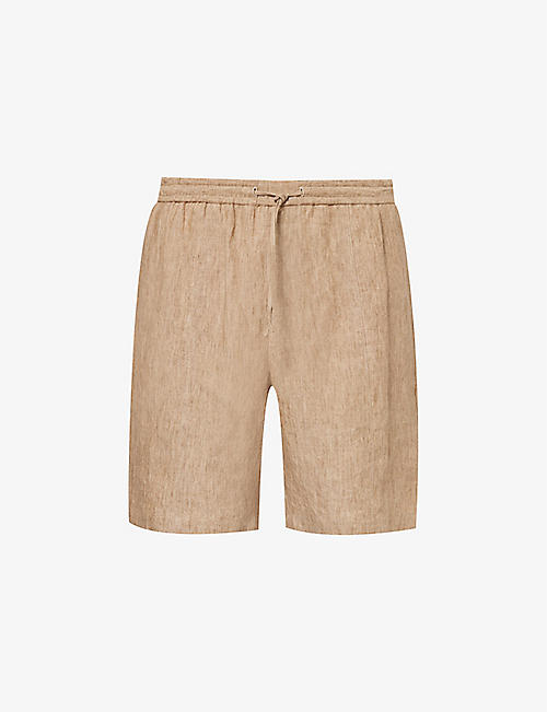 EMPORIO ARMANI: Relaxed-fit elasticated-waistband linen shorts