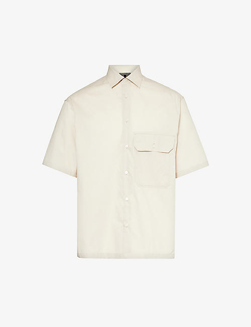 EMPORIO ARMANI: Brand-embroidered flap-pocket regular-fit cotton shirt