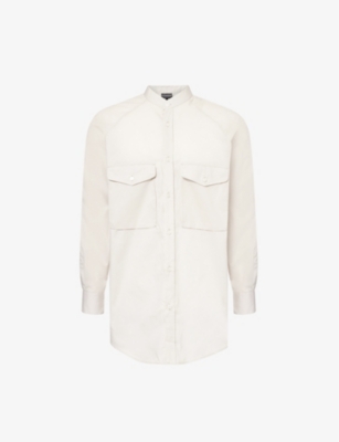EMPORIO ARMANI: Curved-hem regular-fit cotton-poplin shirt