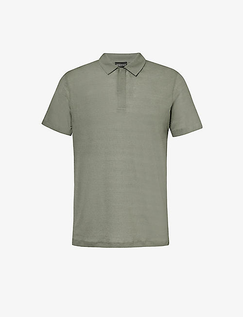 EMPORIO ARMANI: Stripe-pattern relaxed-fit stretch-jersey polo shirt