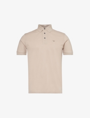 EMPORIO ARMANI: Brand-embroidered cotton-piqué polo shirt