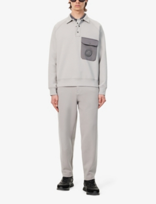 Shop Emporio Armani Men's Alloy Patch-pocket Relaxed-fit Cotton-blend Jersey Sweatshirt