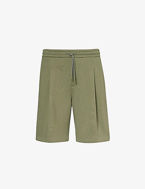 EMPORIO ARMANI: Pleated relaxed-fit cotton-jersey shorts