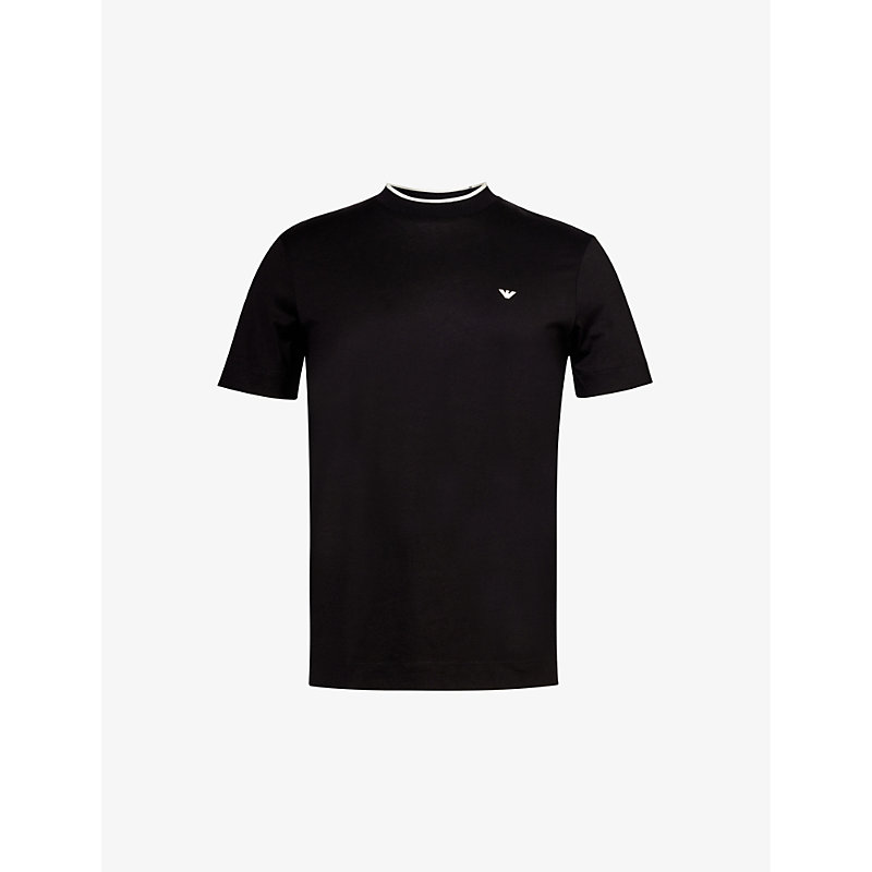 Emporio Armani Mens Ea Black Logo-print Relaxed-fit Cotton-jersey T-shirt