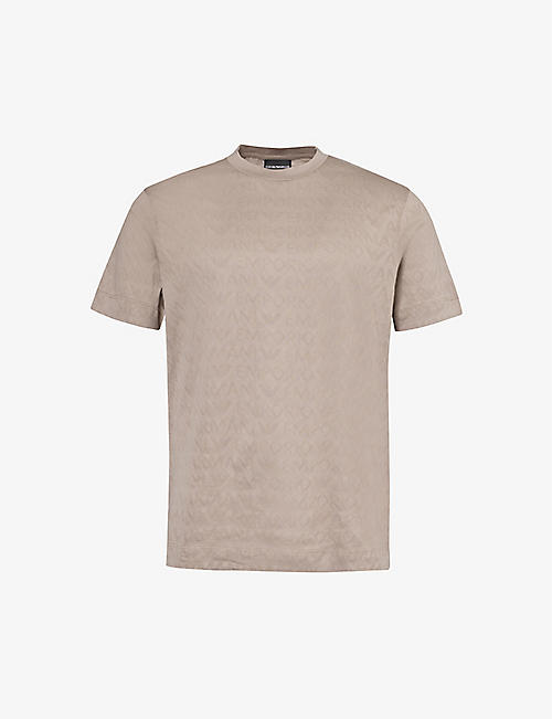 EMPORIO ARMANI: Monogram-print regular-fit cotton T-shirt