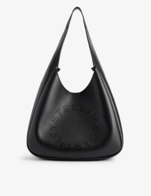Shop Stella Mccartney Women's Black Circle Faux-leather Shoulder Bag