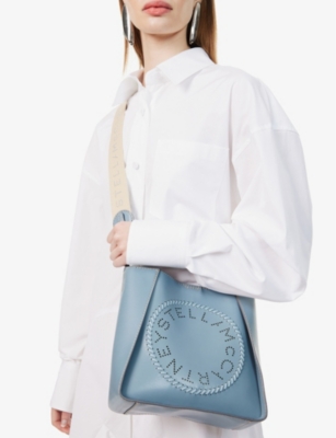 Shop Stella Mccartney Women's Blue Lagoon Circle Faux-leather Cross-body Bag