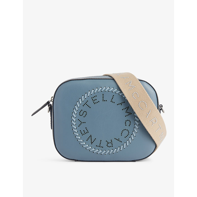 Stella Mccartney Womens Blue Lagoon Circle Faux-leather Cross-body Bag