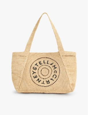 STELLA MCCARTNEY: Logo medium raffia tote bag