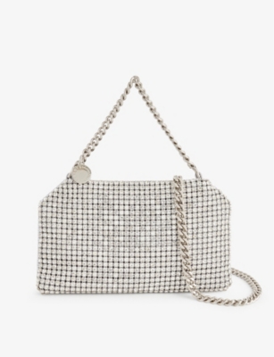 Shop Stella Mccartney Womens  Falabella Satin Crossbody Bag In Silver