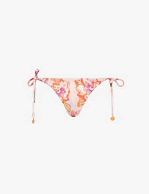 Shop Seafolly Women's Nectar Spring Festival Rio Mid-rise Self-tie Bikini Bottoms