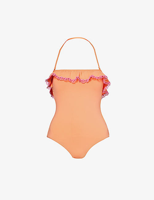 SEAFOLLY: Lucia frilled-trim  stretch recycled-nylon swimsuit