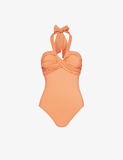 SEAFOLLY: Collective halterneck bandeau recycled-nylon swimsuit