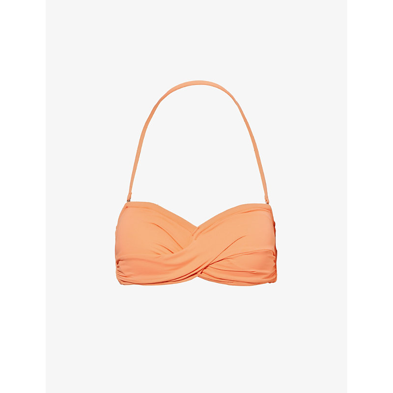Shop Seafolly Womens Melon Collective Twist Bandeau Recycled-nylon Blend Bikini Top