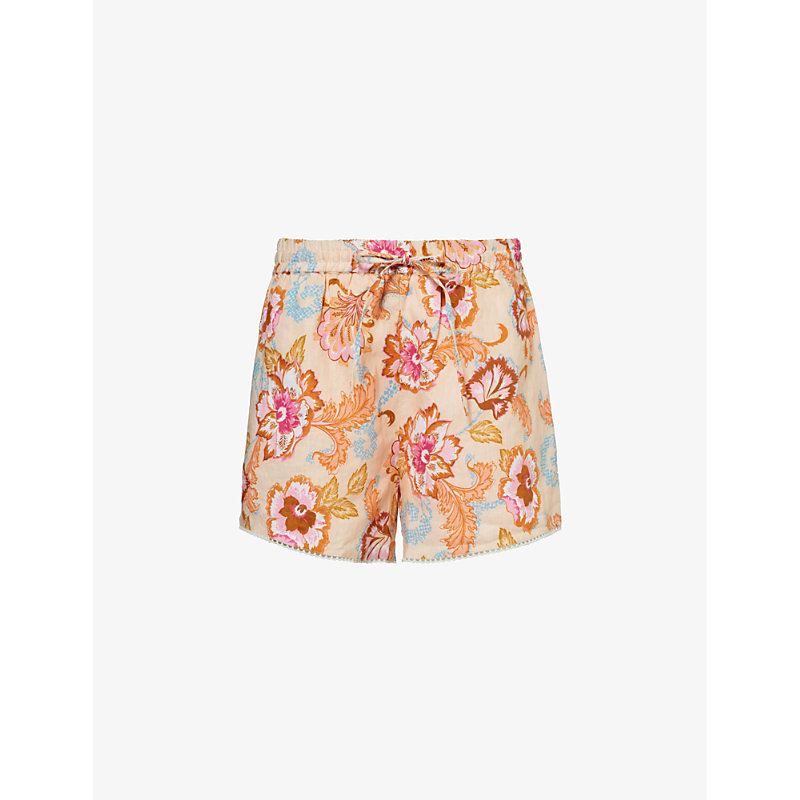 Seafolly Womens Nectar Spring Festival Graphic-print Mid-rise Linen Shorts