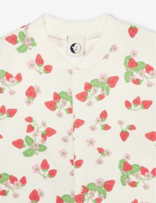 Strawberry-print organic-cotton babygrow 0-18 months