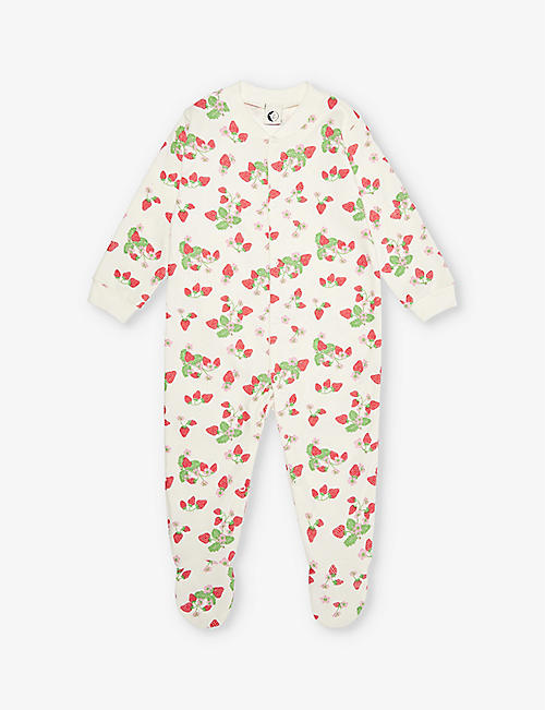 SLEEPY DOE: Strawberry-print organic-cotton babygrow 0-18 months
