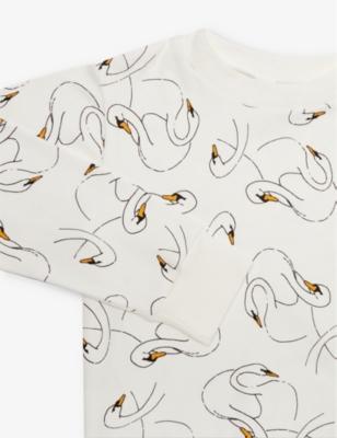 Shop Sleepy Doe Girls Swansy Kids Swan-print Cotton Pyjama Set 1-9 Years