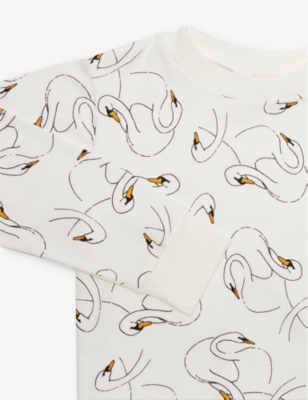 Sleepy Doe Girls Swansy Kids Swan-print Cotton Pyjama Set 1-9 Years In Swansy