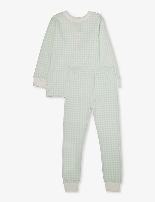 SLEEPY DOE: Gingham graphic-print cotton pyjama set 1-6 years