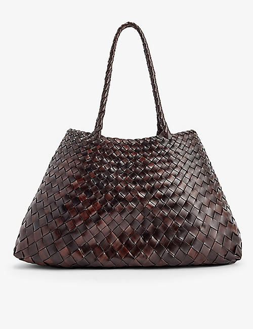 DRAGON DIFFUSION: Santa Croce woven-leather top-handle basket bag