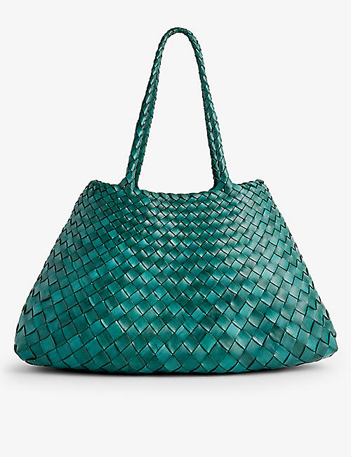 DRAGON DIFFUSION: Santa Croce woven-leather top-handle basket bag