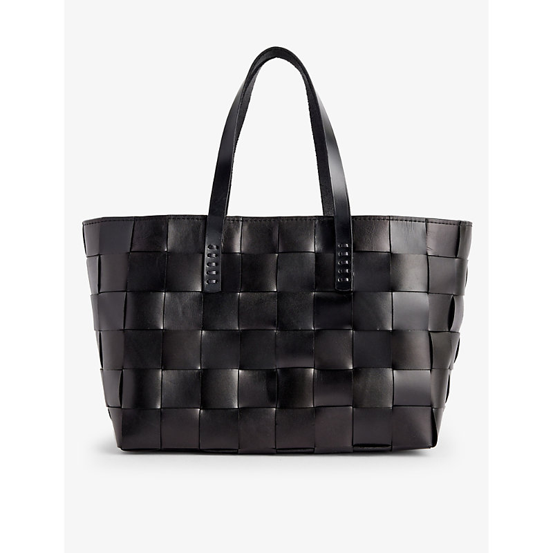 Shop Dragon Diffusion Women's Black Japan Woven-leather Top-handle Tote Bag