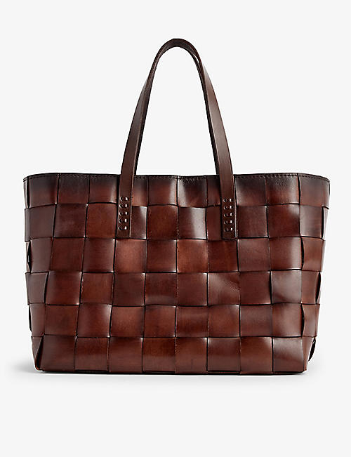 DRAGON DIFFUSION: Japan woven-leather top-handle tote bag