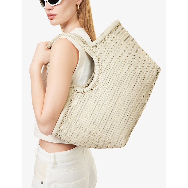Shop Dragon Diffusion Women's Pearl Nantuket Woven-leather Top-handle Tote Bag