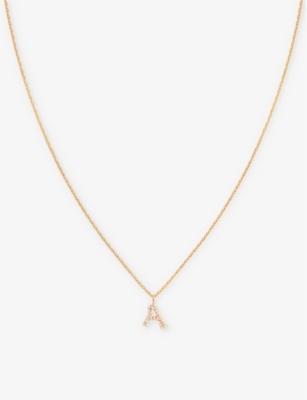Astrid & Miyu Letter A 18ct Yellow Gold-plated Recycled Sterling-silver And Cubic Zirconia Pendant Necklace In 18ct Gold