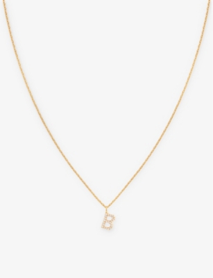 Shop Astrid & Miyu Women's 18ct Gold Letter B 18ct Yellow Gold-plated Recycled Sterling-silver And Cubic